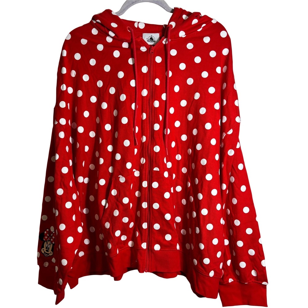Disney Parks Minnie Mouse Red Polka Dot Zip-Up Hoodie with ears and Bow Size 3X